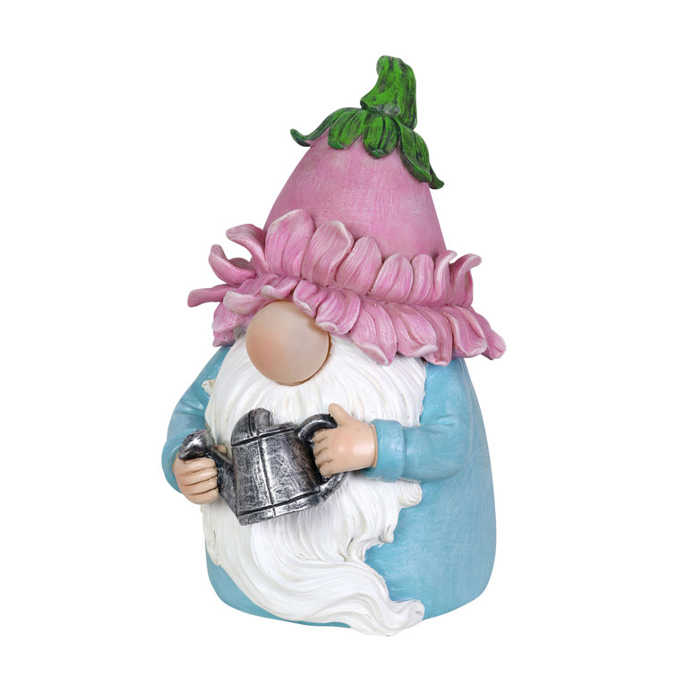 Exhart Solar Color Changing Glow Nose Gnome Garden Statue with a